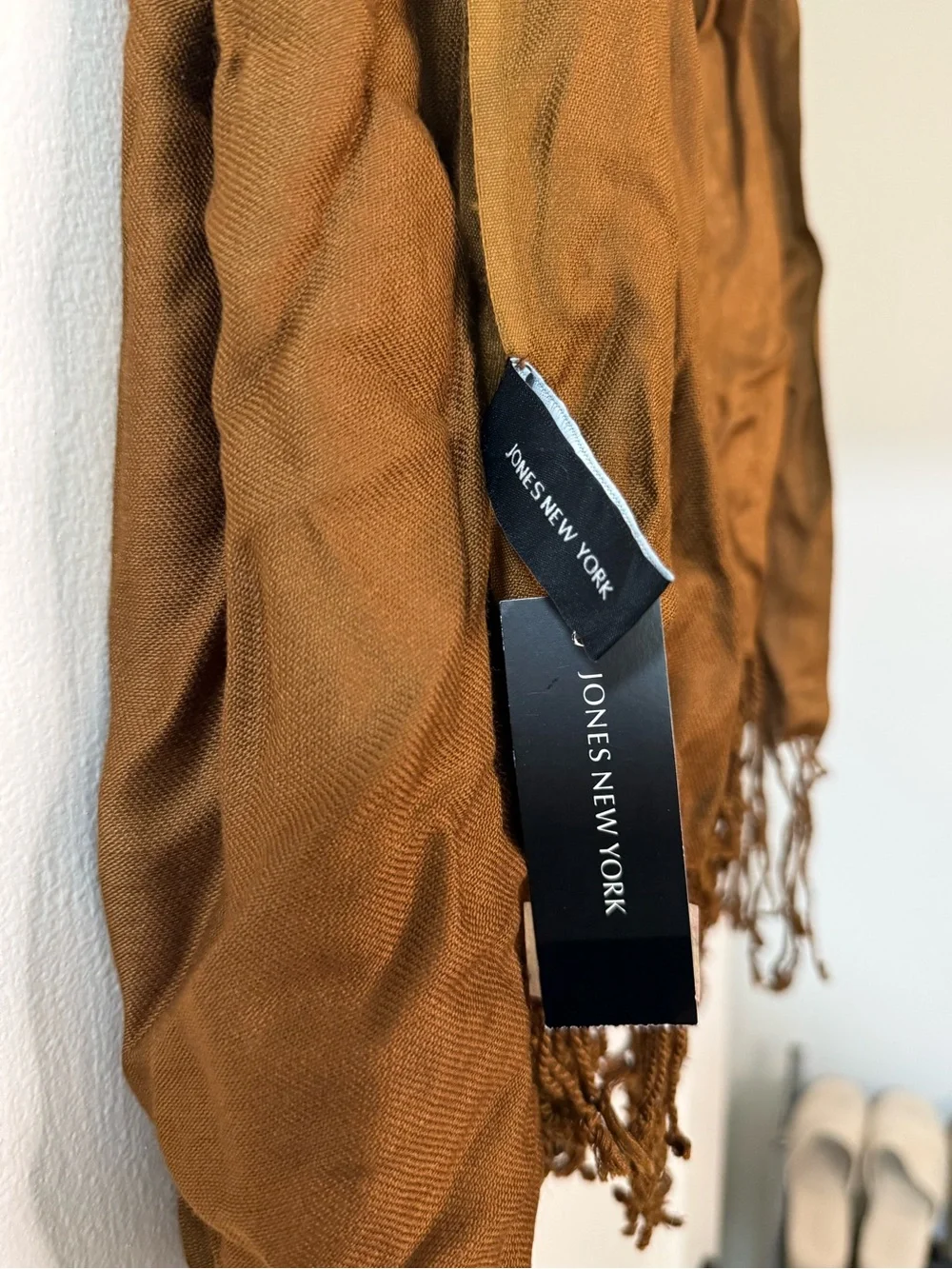 NWT Jones New York Brown Fringe Scarf